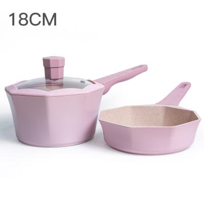 China Cooking Sauce Aluminum Pan Milk Pot Set Non Handle Wholesale High Quality Wooden Stick for sale