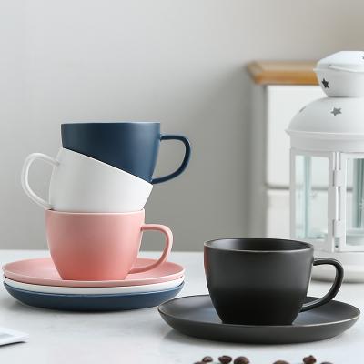 China Viable European Style Simple Design Tea Milk Coffee Cup Coffee Cup Saucer Ceramic Set for sale