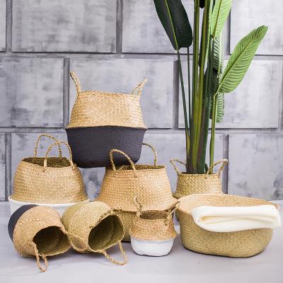 China Pastoral Eco-Friendly Hand - Woven Storage Basket Flowerpot Vegetable Plankton Baskets for sale