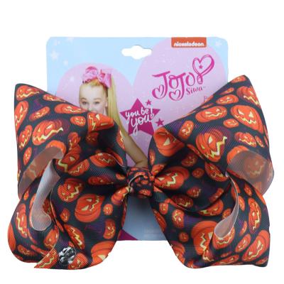 China New jojo's bow hairpin siwa children's hair accessories Halloween oversized 8 inch pumpkin hair bow headdress for sale