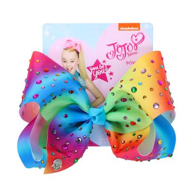 China Hot Selling Jojo Siwa Girls Hair Bows Baby Big Baby Hair Bow Sale 8 Inch Ribbon Bows With Clips Accessories for sale