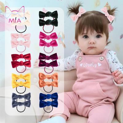 China A small cute hair band decoration knotted solid color infant velvet baby hair bow rope elastic band 70304 baby children new for sale