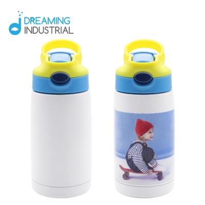 China Sustainable Sublimation 350ml Stainless Steel Kid Water Bottle With Straw for sale