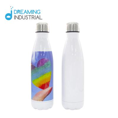 China 500ML Stainless Steel Viable White Coke Sublimation Bottle Sublimation Blank Thermal Coke Bottle for sale