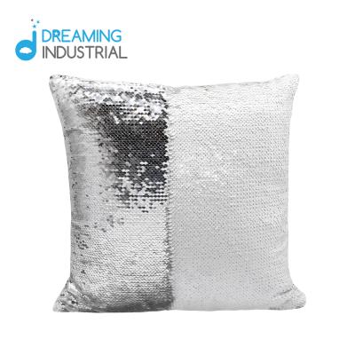 China 40*40cm Sublimation Flip Sequin Square Pillow Cover Cushion Cover Nondisposable Sliver With White for sale