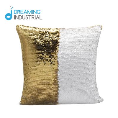 China Sublimation Blank Flip Sequin Square Pillow Case Cushion Cover Nondisposable Gold With Blank 40*40cm for sale