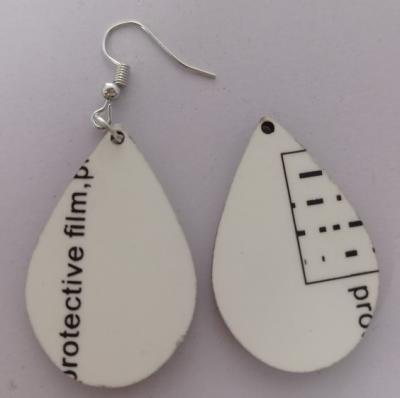 China Folk Art Sublimation MDF Drop Shape Earring With Hardware 45*30*3mm for sale