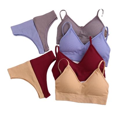 China QUICK DRY Seamless Women's High Low Waist Panties Set Soft Active Wear Fitness Women Underwear Bra And Panty Sets for sale