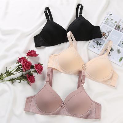 China New women's bra unrimmed solid color bra plus-size breathable bra for sale