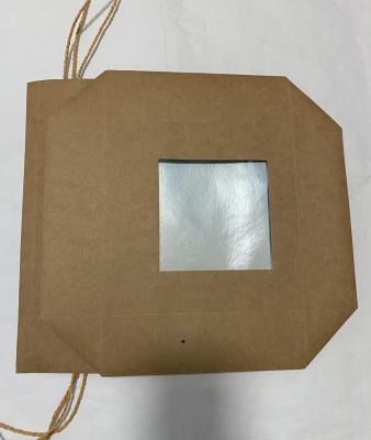 China Recyclable Japanese Rice Bag Kraft Paper Bag Flat Bottom Twine Tie With Extra Big Window for sale