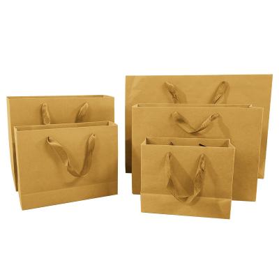 China Wholesale Custom Recyclable Eco-friendly Kraft Paper Bag Shopping Gift Bag With Handle Tote Paper Gift Bag for sale