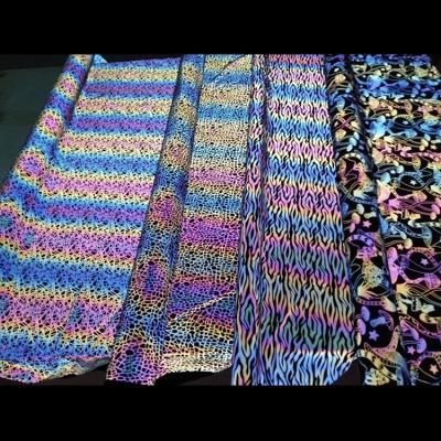 China Waterproof Advanced Polyester For Fashion Clothing Jacket Fabric Rainbow Stripe Reflective TC Printing Reflective Fabric for sale