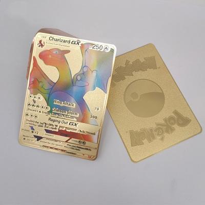 China Gift Certificates/Gaming/Deals/Collections/Souvenirs Fast Shipping Charizard Pikachu Vmax GX Gold Card Metal Custom Trading Cards News Push M0n Card Game for sale