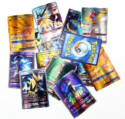 China Newest Game Vmax V Gx Shiny Rare Trainer Ex Card Children Game 100Pcs/box Gold Metal Card Charizard Pikachu Collection Battle Battle for sale