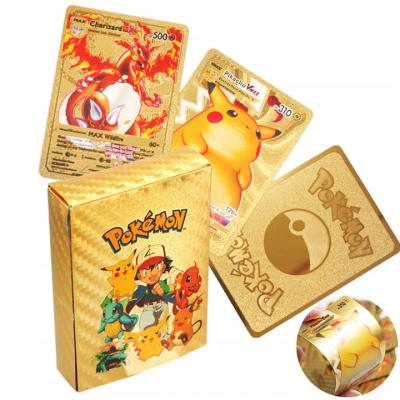 China Entertaiment Game Cards Pokemon 55 Card Metal Gold Vmax Energy Card Charizard Pikachu Collectible Battle English Rare Trainer Card Child Toys for sale