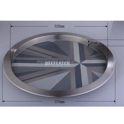 China Barware Stainless Steel Round Mirror Serving Tray for sale