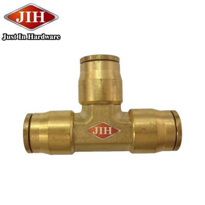 China For Fittings SAE Fittings DOT Air Brake Brass Union Tee Air Brake System Equal Union Tee QCAB Tube Push On Fitting For Nylon Tube Nylon Push On Fitting t unions for sale