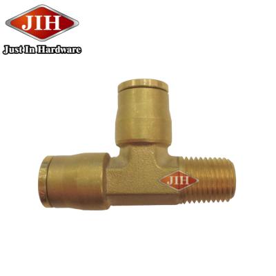 China Male Race Tee, Push To Connect SAE DOT Connecting Tube To Pipe Brass Fittings For Nylon Tube Nylon Push On Male Race Tee PMI171 for sale