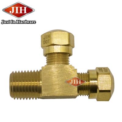 China Hose lines connect male raced tee, connecting tube to pipe POINT SAE Air Brake Brass Fittings for nylon tube OD 1/8