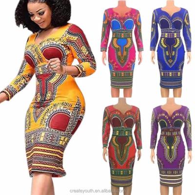 China Breathable Color Printing Long Sleeve Dress for sale