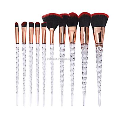 China Angular Blush 9pcs Diamond Makeup Brushes Private Label for sale