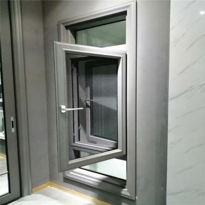 China Magnetic Screen Thermal Break Aluminum Casement Window Tempered Glass Home Glazed Aluminum Casement Window for sale