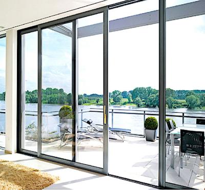 China Thermal Insulation 96 Inch Sliding Patio aluminum frame sliding screenAluminium Folding Doors Frameless Glass Doors for sale