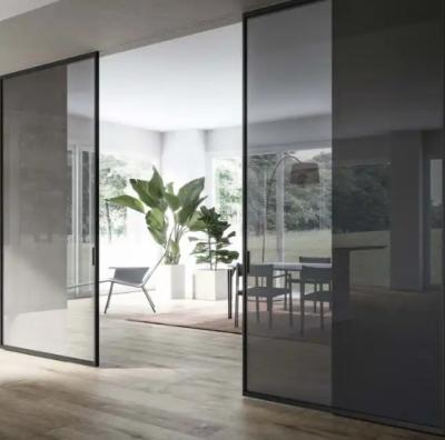 China Thermal Insulation Aluminium Double Tempered Glass Sliding Doors for sale