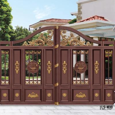 China Traditional Coffee dark gray wpc fence panel gate for garden with aluminum post for sale