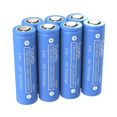 China Lange Lebensdauer 18650 Natrium-Ionen-Batteriezelle 1300mAh mit 3,0 V Spannung zu verkaufen