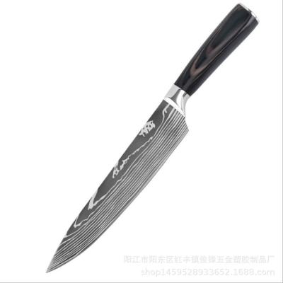 China Damascus Laser Pattern Stainless Steel Kitchen Knife Viable Bread Knife Set For Kitchen Family for sale