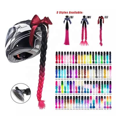 China 2021 Popular HGS Motorcycle Helmet Braids Woman Braids Wig For Motorcycle Helmets 17 Colors Twist Double Braid Ponytail With Sucker Bow for sale