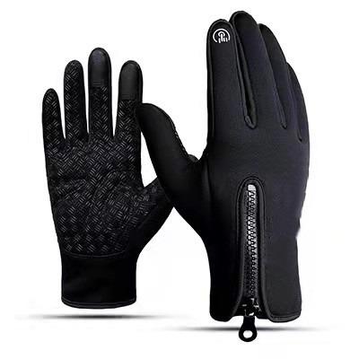 China Winter Cycling Skiing Sports Cycling Finger Black Warm Outdoor Camping Hiking Gloves Shockproof Anti-Skid Sponge Full for sale