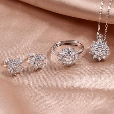 China 2021 CLASSIC fashion jewelry 2021 925 moissanite silver jewelry set for women for sale