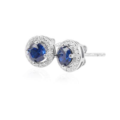 China Fashion CLASSIC Sapphire Circle Stone Earring 925 Silver Stud Earrings for sale