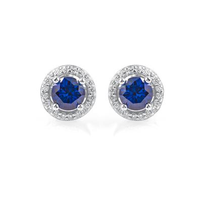 China Hot Sale TRENDY Earring Small Round Sapphire Trendy Earrings Studs Earring For Women Set for sale