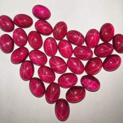 China High Temperature Resistance High Quality Red Oval Red Star Lab Created Red Transparent Red Star Jewelry Loose Star Ruby for sale