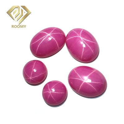 China Hot Sale 3A High Temperature Resistance Lab Created Pink Red Star Cabochon Loose Gemstone for sale