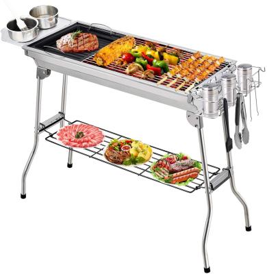 China Easily Assembled Outdoor BBQ Tool Portable Charcoal Grill Stainless Steel Installation Handle Folding BBQ Grill Free Part for sale