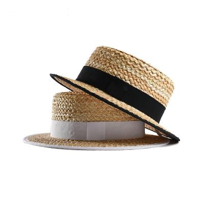 China Hot Sale Eco-friendly Summer Raffia Straw Straw Hat Beach Hats With Flat Lady Straw Beach Hats for sale