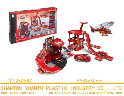 China Matrix Set Track Toy Alloy Car Set Fire Fighting Station Parking Launch Launch Toy - Castcar with 3 Cars and 1 Helicopter for sale