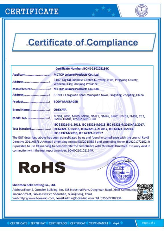 RoHS - Wenzhou MCTOP Leisure Products Co., Ltd.