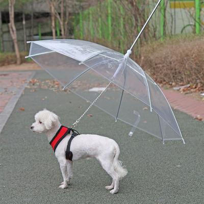 China 2022 Agriculture Hot Selling Pet Rain Gear Dog Cat Dog Cat Transparent Clear Waterproof Umbrella With Leash for sale