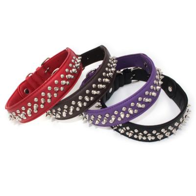 China Wholesale custom cheap personalized microfiber anti-bite rivet soft dog collar for sale