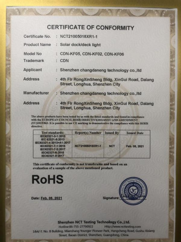 RoHS - Shenzhen Changdaneng Technology Co., Ltd.