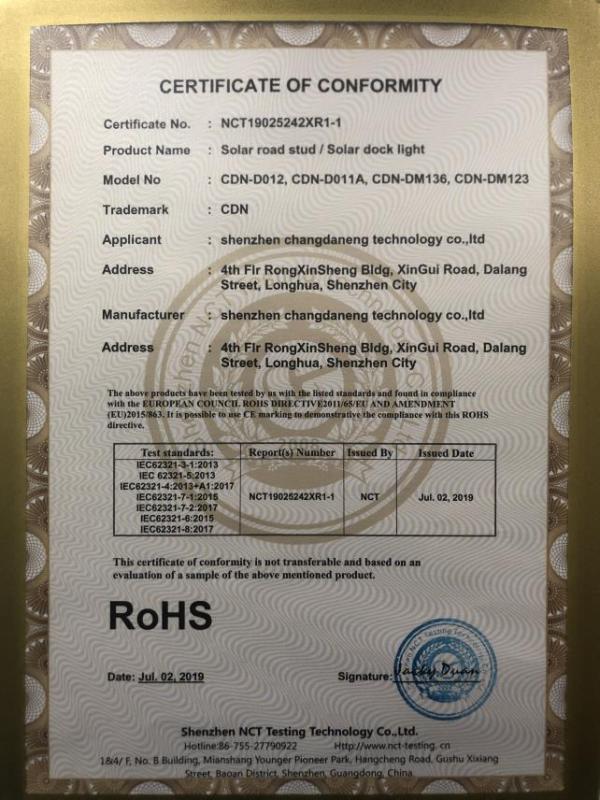 RoHS - Shenzhen Changdaneng Technology Co., Ltd.