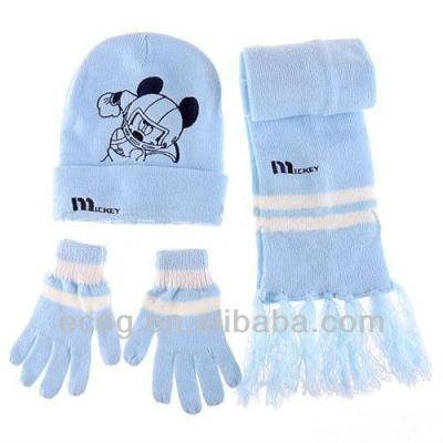 China Long Warm Winter Kids Hat Scarf Gloves Acrylic Set for sale