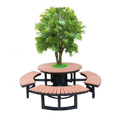 China Contemporary High Quality Outdoor Wood Tables and Stools Custom Wood Aluminum Frame Table Garden Picnic Tables and Picnic Chairs for sale