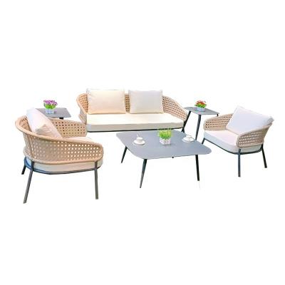 China Hot Selling Aluminum Cane Sofa Modern Fashion Material Outdoor Garden Sofa Set for sale