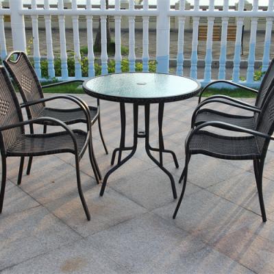 China Modern Fashionable Wholesale Small Round Cafe Dining Black Wooden Table And 4 Chairs for sale